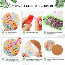 Load image into Gallery viewer, 8Pcs Wooden Butterfly DIY Coaster Diamond Dot Kits Round Diamond Art Coasters
