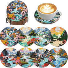 Load image into Gallery viewer, 8Pcs Wooden Butterfly DIY Coaster Diamond Dot Kits Round Diamond Art Coasters
