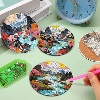 8Pcs Wooden Butterfly DIY Coaster Diamond Dot Kits Round Diamond Art Coasters