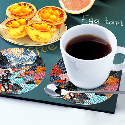 8Pcs Wooden Butterfly DIY Coaster Diamond Dot Kits Round Diamond Art Coasters