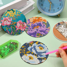 Load image into Gallery viewer, 8Pcs Wooden Butterfly DIY Coaster Diamond Dot Kits Round Diamond Art Coasters
