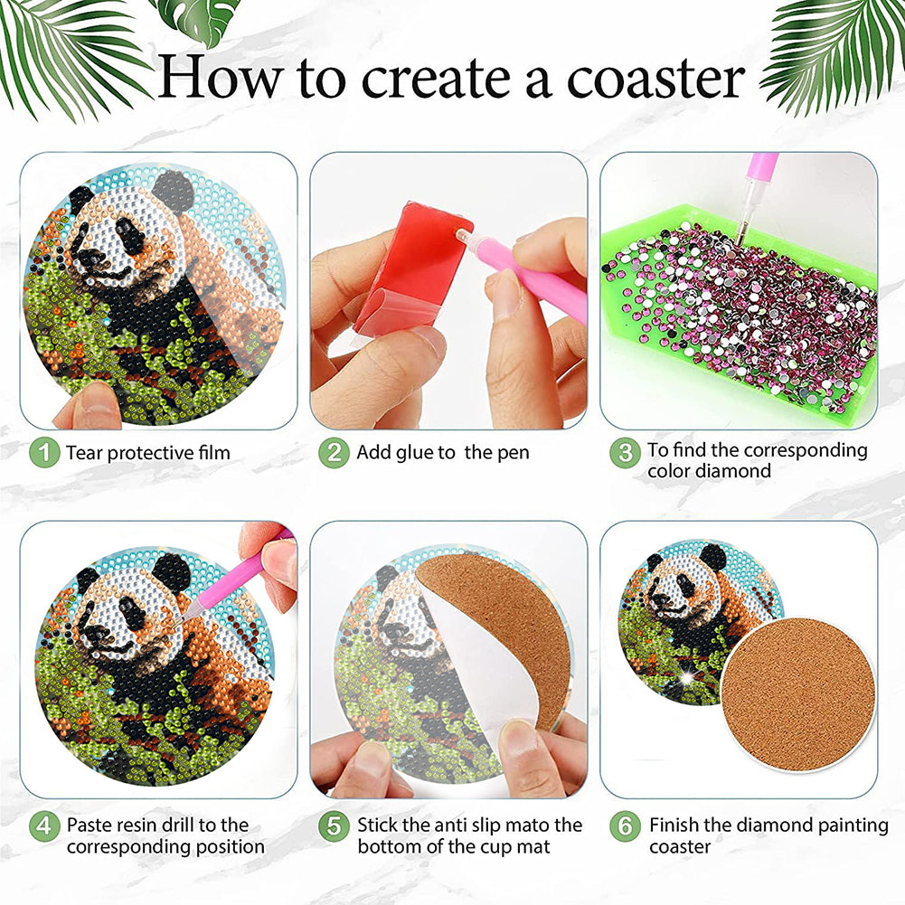 8Pcs Wooden Butterfly DIY Coaster Diamond Dot Kits Round Diamond Art Coasters