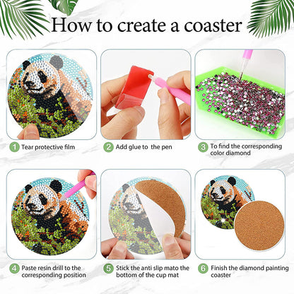 8Pcs Wooden Butterfly DIY Coaster Diamond Dot Kits Round Diamond Art Coasters