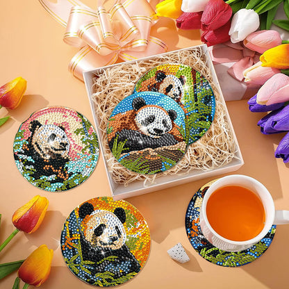 8Pcs Wooden Butterfly DIY Coaster Diamond Dot Kits Round Diamond Art Coasters