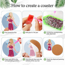 Load image into Gallery viewer, 8Pcs Wooden Butterfly DIY Coaster Diamond Dot Kits Round Diamond Art Coasters
