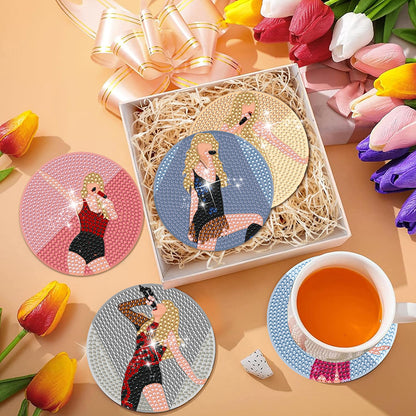 8Pcs Wooden Butterfly DIY Coaster Diamond Dot Kits Round Diamond Art Coasters