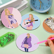 Load image into Gallery viewer, 8Pcs Wooden Butterfly DIY Coaster Diamond Dot Kits Round Diamond Art Coasters
