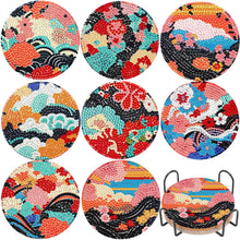 Load image into Gallery viewer, 8Pcs Wooden Butterfly DIY Coaster Diamond Dot Kits Round Diamond Art Coasters

