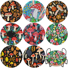 Load image into Gallery viewer, 8Pcs Wooden Butterfly DIY Coaster Diamond Dot Kits Round Diamond Art Coasters
