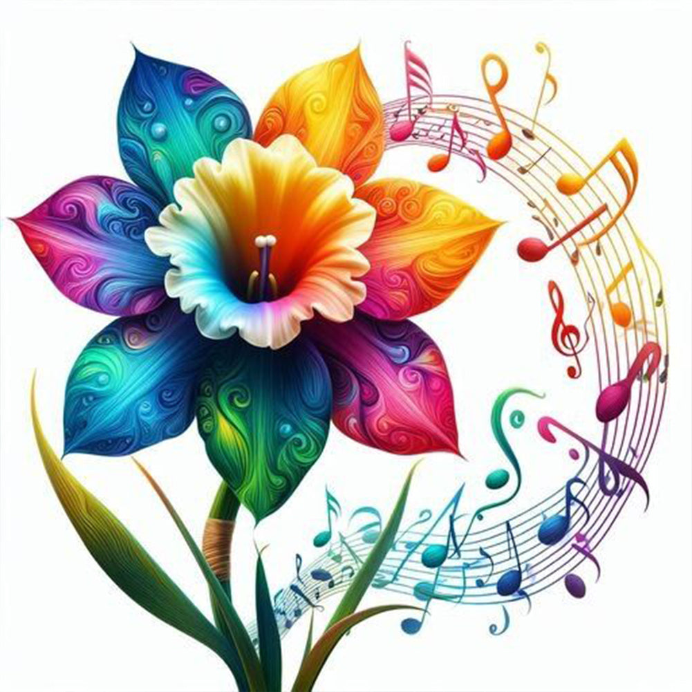 Diamond Painting - Full Round - musical note flowers (30*30CM)