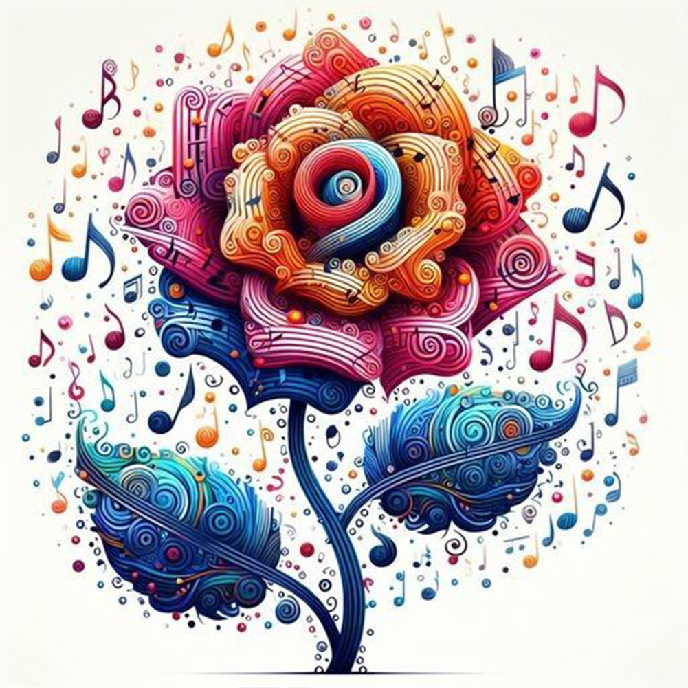 Diamond Painting - Full Round - musical note flowers (30*30CM)