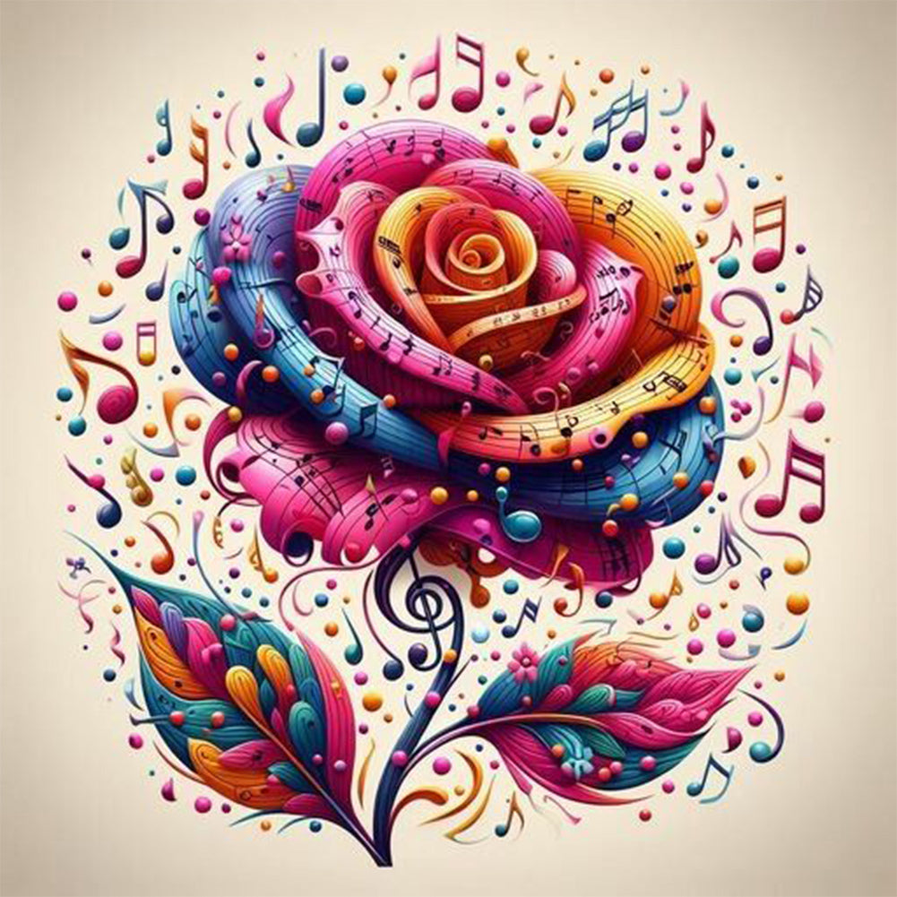 Diamond Painting - Full Round - musical note flowers (30*30CM)