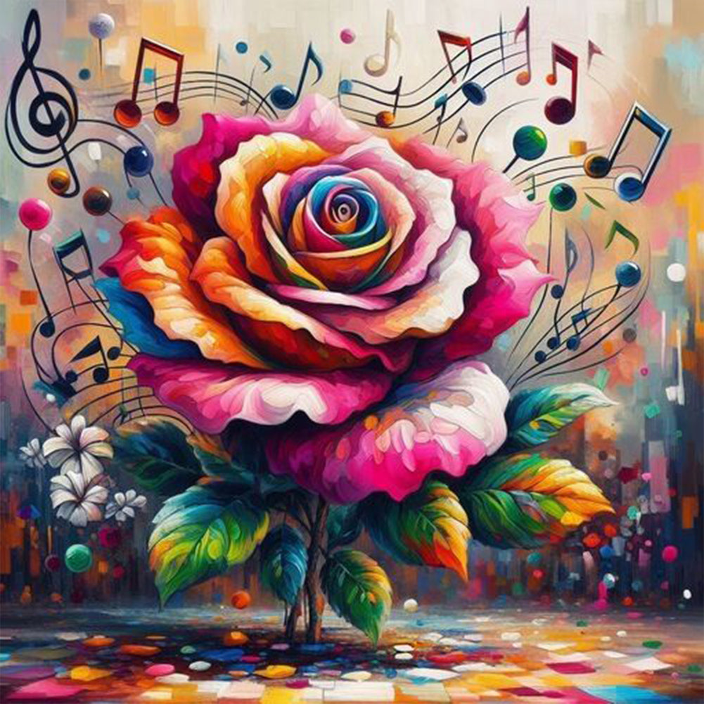 Diamond Painting - Full Round - musical note flowers (30*30CM)