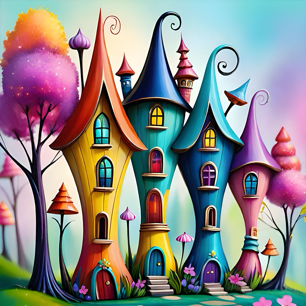 Diamond Painting - Full Round - Colorful house (30*30CM)