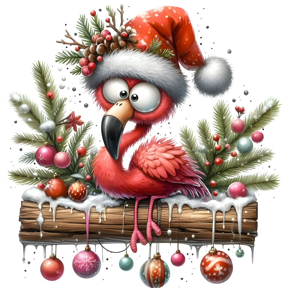 Diamond Painting - Full Round - Christmas flamingo (30*30CM)