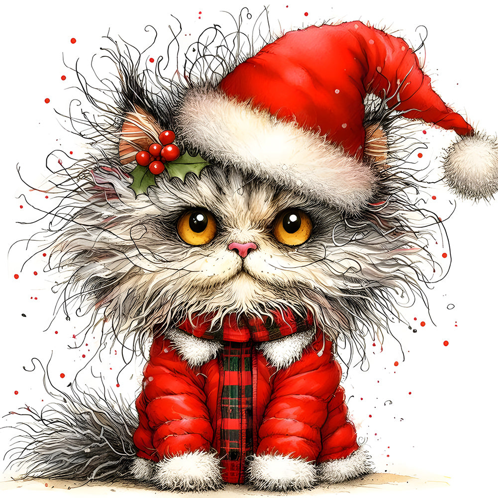 Diamond Painting - Full Round - Christmas kitten (30*30CM)