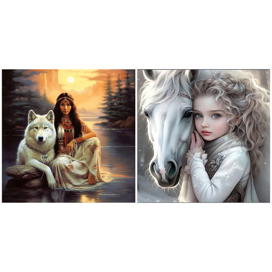 2pcs Round Diamond Painting Set - Character series (30*30CM)