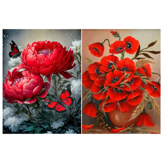 2pcs Round Diamond Painting Set - Flower series (30*40CM)