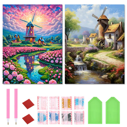 2pcs Round Diamond Painting Set - Windmill series (30*40CM)