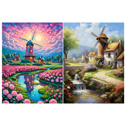2pcs Round Diamond Painting Set - Windmill series (30*40CM)