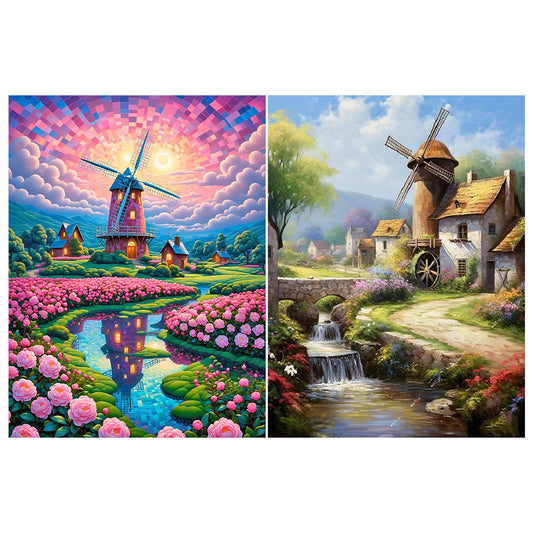 2pcs Round Diamond Painting Set - Windmill series (30*40CM)