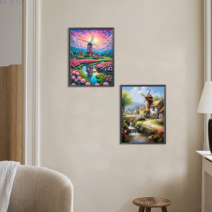 2pcs Round Diamond Painting Set - Windmill series (30*40CM)