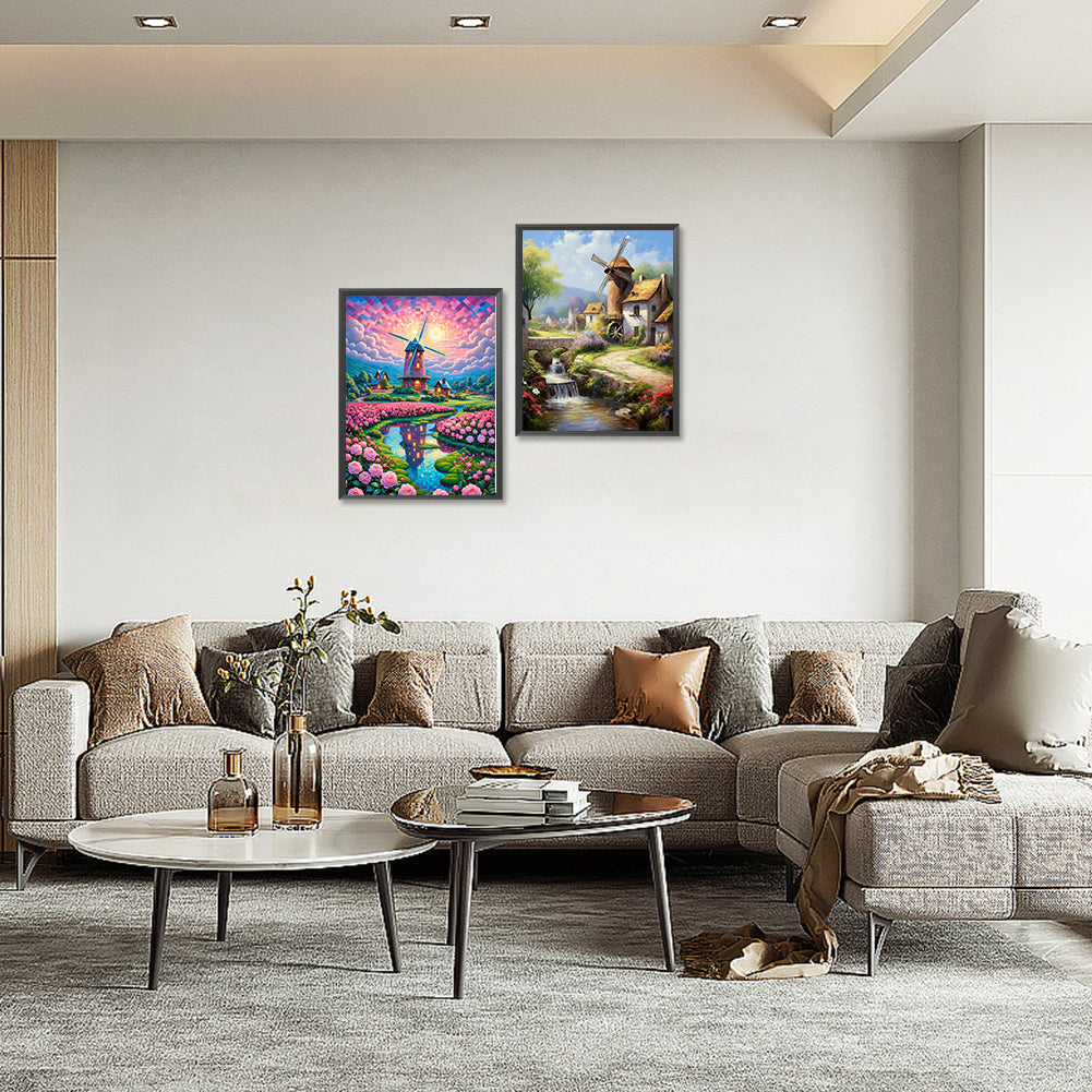 2pcs Round Diamond Painting Set - Windmill series (30*40CM)