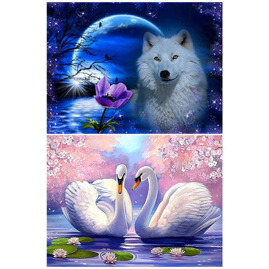 2pcs Round Diamond Painting Set - Animal series (40*30CM)