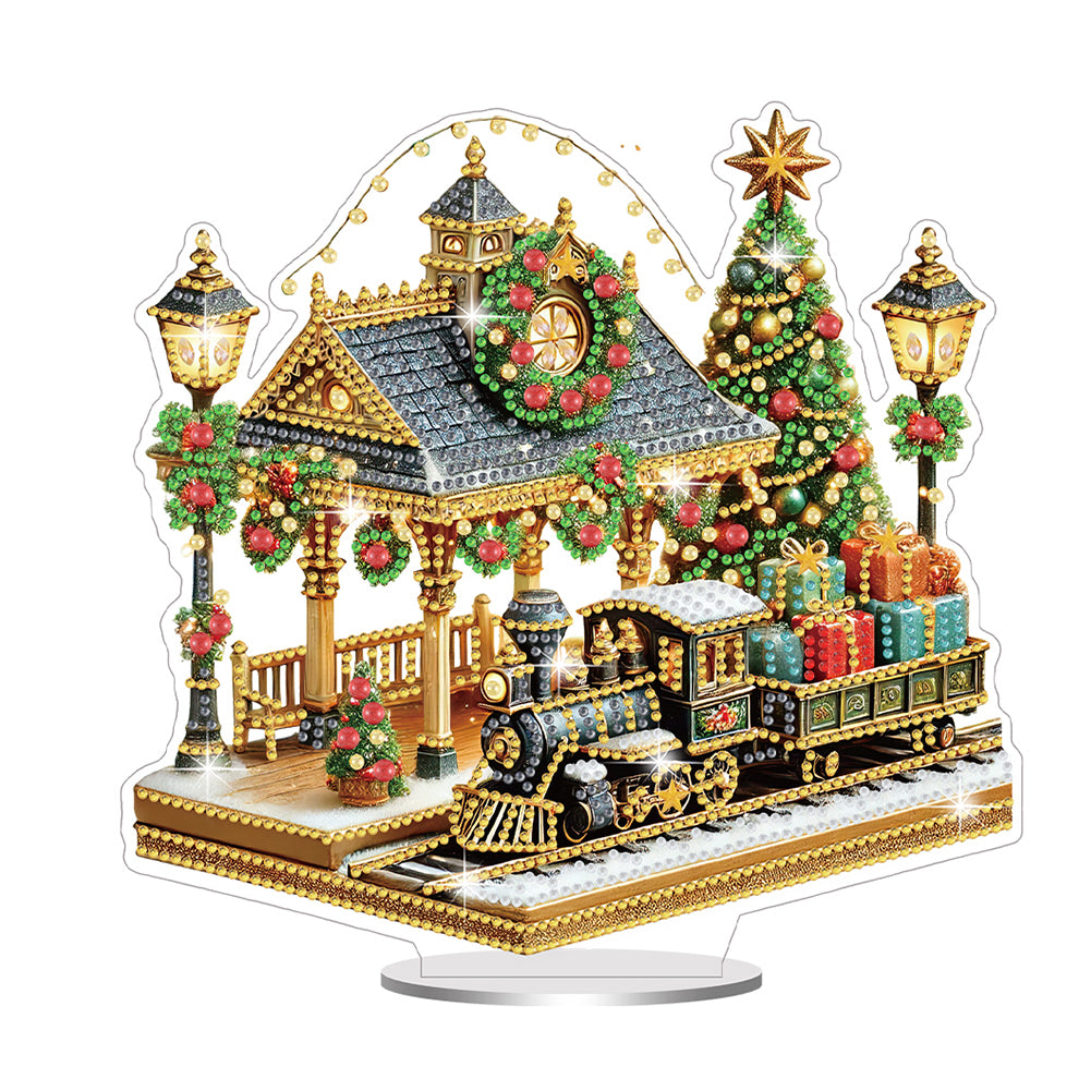 2Pcs Acrylic Special Shape Christmas Atmosphere Diamond Painting Desktop Decors