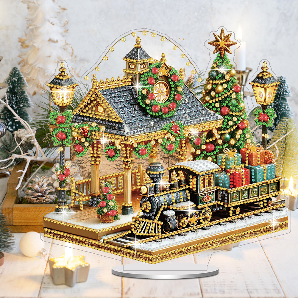 2Pcs Acrylic Special Shape Christmas Atmosphere Diamond Painting Desktop Decors
