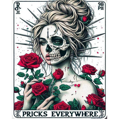 Diamond Painting - Full Round - Rose girl and skull (40*50CM)