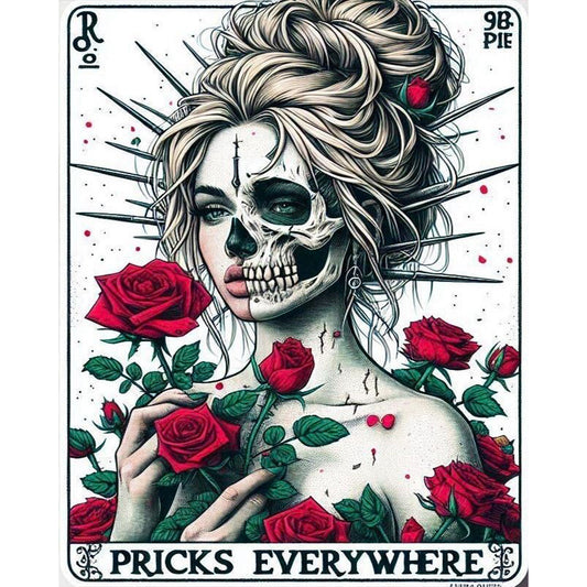 Diamond Painting - Full Round - Rose girl and skull (40*50CM)