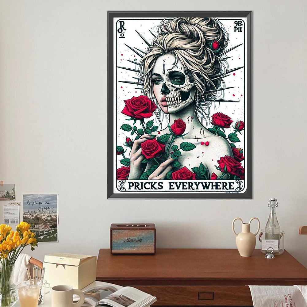Diamond Painting - Full Round - Rose girl and skull (40*50CM)