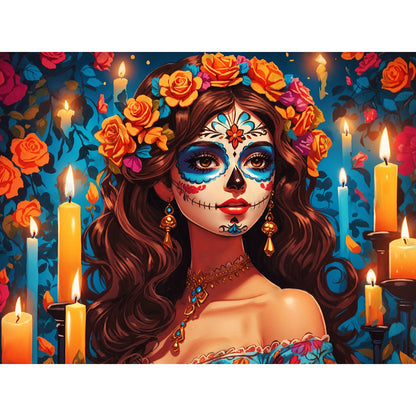 Diamond Painting - Full Round - Halloween skull girl (40*30CM)