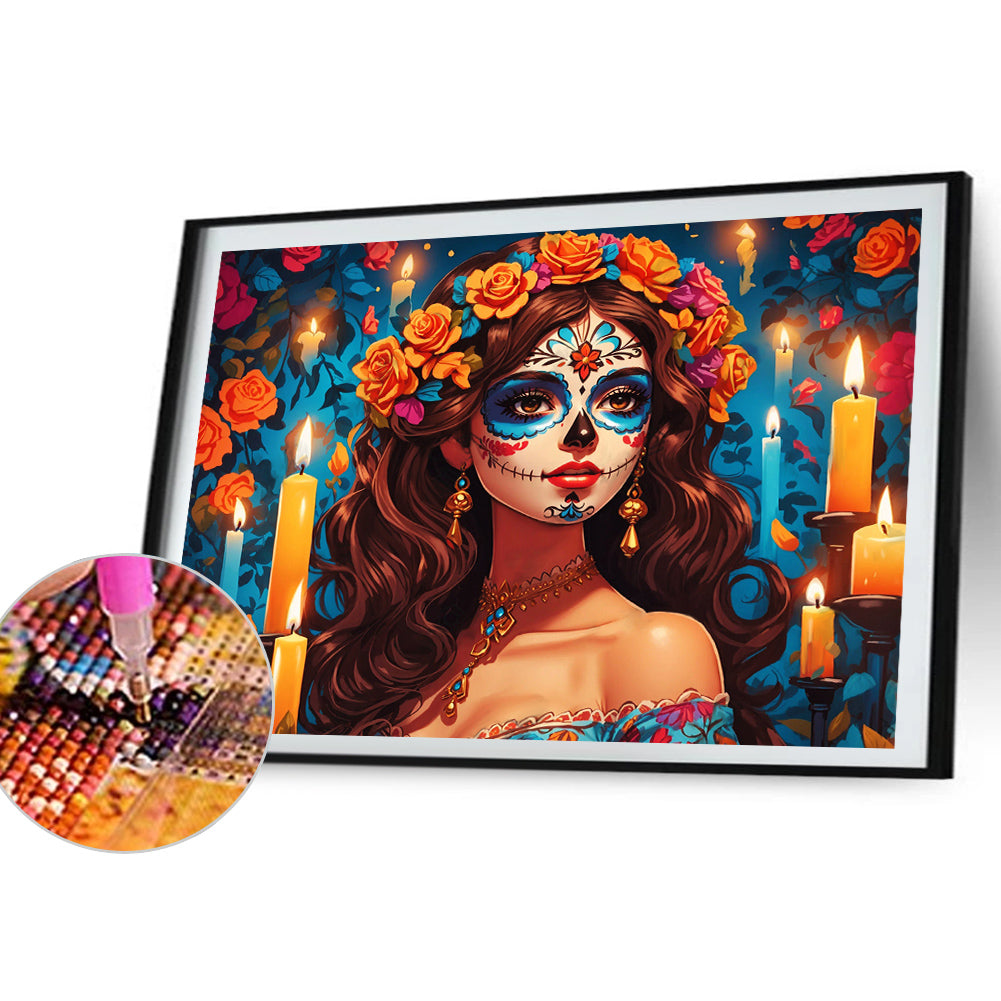 Diamond Painting - Full Round - Halloween skull girl (40*30CM)