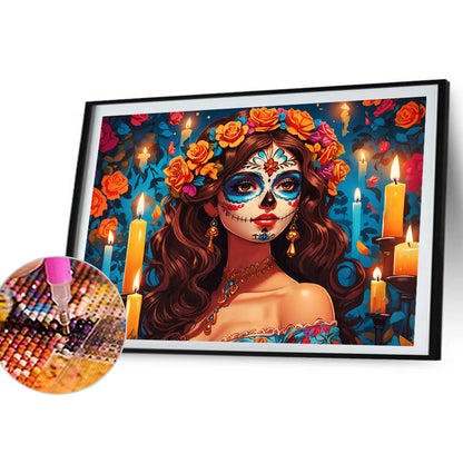 Diamond Painting - Full Round - Halloween skull girl (40*30CM)