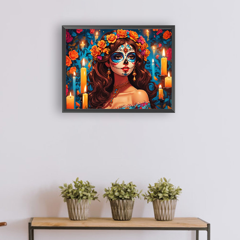 Diamond Painting - Full Round - Halloween skull girl (40*30CM)