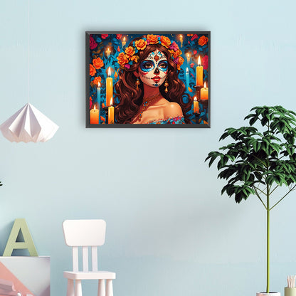Diamond Painting - Full Round - Halloween skull girl (40*30CM)