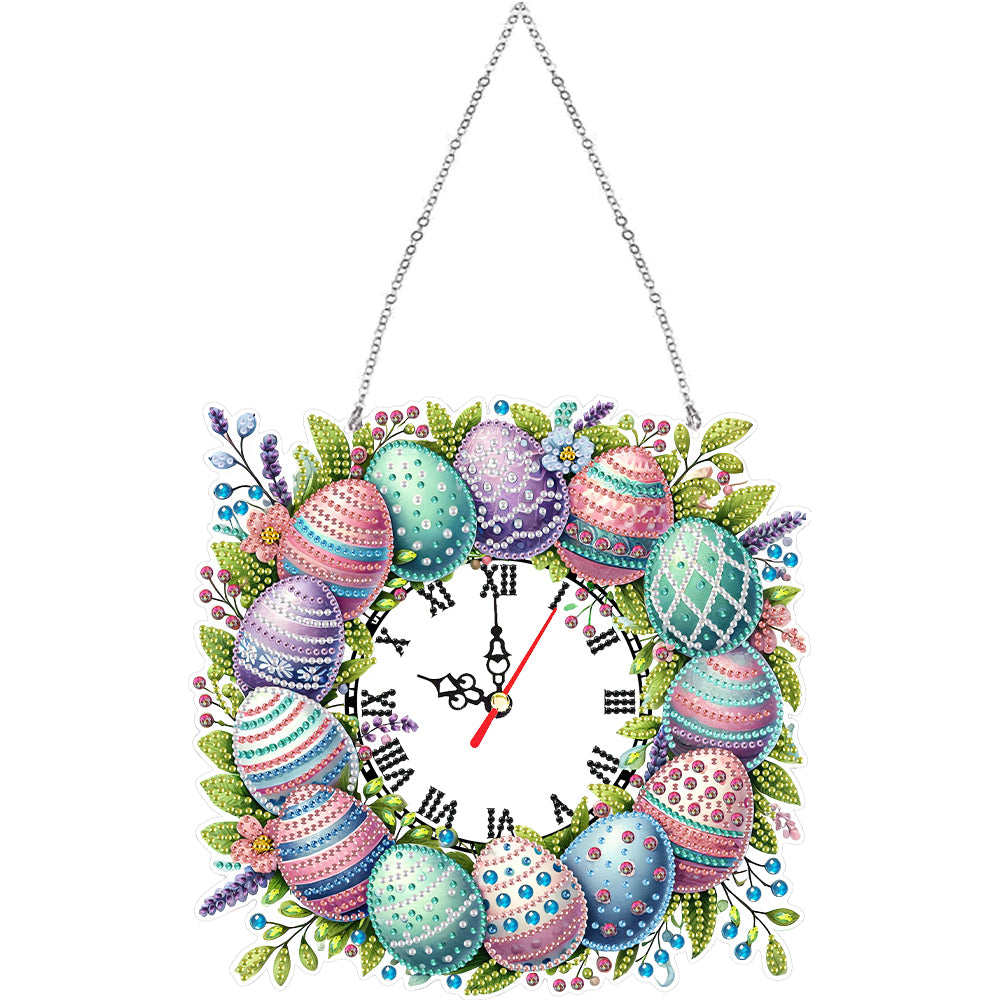 Acrylic Special Shape Easter Diamond Painting Clock Handicraft for Wall Decor