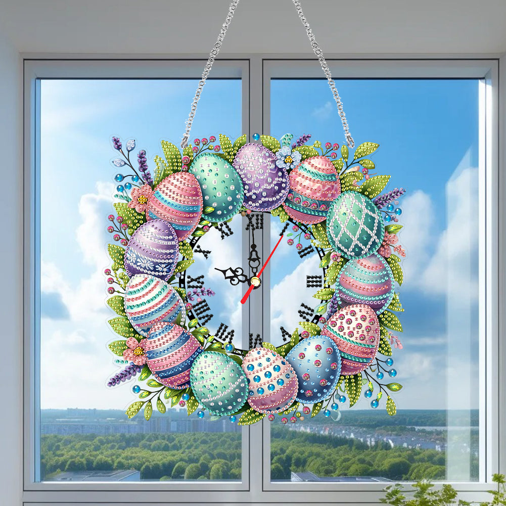 Acrylic Special Shape Easter Diamond Painting Clock Handicraft for Wall Decor