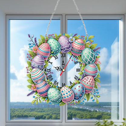 Acrylic Special Shape Easter Diamond Painting Clock Handicraft for Wall Decor