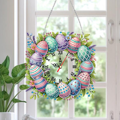 Acrylic Special Shape Easter Diamond Painting Clock Handicraft for Wall Decor