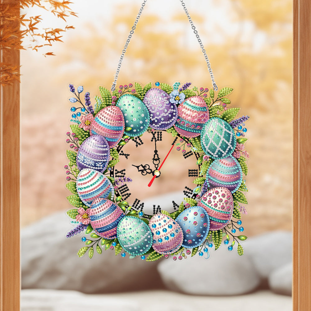 Acrylic Special Shape Easter Diamond Painting Clock Handicraft for Wall Decor