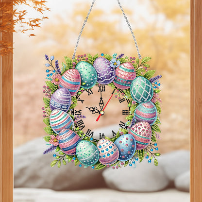 Acrylic Special Shape Easter Diamond Painting Clock Handicraft for Wall Decor