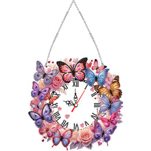 Load image into Gallery viewer, Acrylic Special Shape Butterfly Diamond Painting Clock Handicraft for Wall Decor
