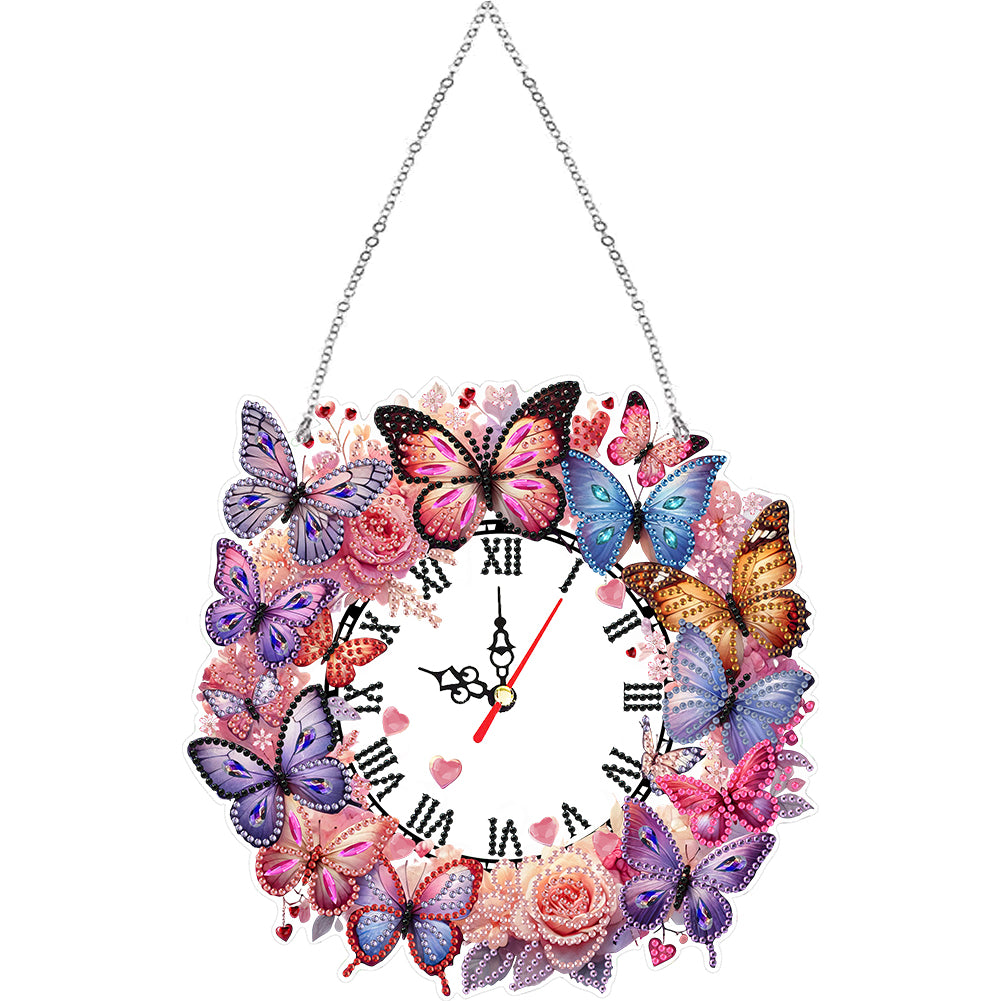 Acrylic Special Shape Butterfly Diamond Painting Clock Handicraft for Wall Decor