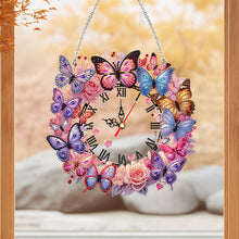 Load image into Gallery viewer, Acrylic Special Shape Butterfly Diamond Painting Clock Handicraft for Wall Decor
