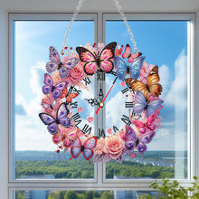 Load image into Gallery viewer, Acrylic Special Shape Butterfly Diamond Painting Clock Handicraft for Wall Decor
