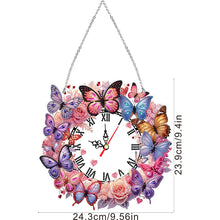 Load image into Gallery viewer, Acrylic Special Shape Butterfly Diamond Painting Clock Handicraft for Wall Decor
