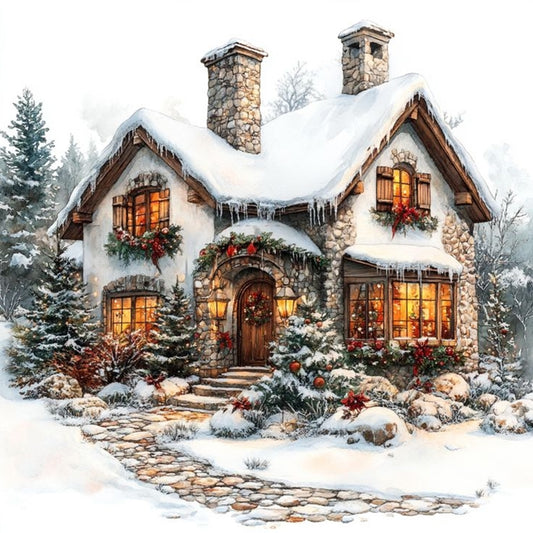 Diamond Painting - Full Round - Snowy house (30*30CM)